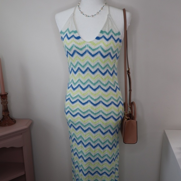 Freshman 1996 Dresses & Skirts - Crochet Zig Zag Halter MAXI Dress by Freshman 1996 Size MED